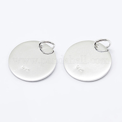 925スターリングシルバーペンダント  フラットラウンドのチャーム  スタンプ925個付き  銀  10x0.6mm  穴：3mm&nbsp;STER-K167-006C-S