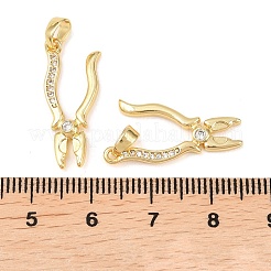 真鍮マイクロパヴェクリアキュービックジルコニアペンダント  プライヤーチャーム  18KGP本金メッキ  23.5x11.5x2.5mm  穴：4.5x3mm&nbsp;KK-G549-16A-G
