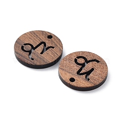 クルミ材レーザーカットペンダント  中空の星座チャーム  染色されていない  山羊座  20x2.4mm  穴：2mm&nbsp;WOOD-Q051-06F