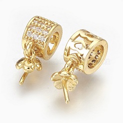 Brass Micro Pave Cubic Zirconia Peg Bails Pendants&nbsp;KK-L165-17