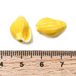 手作りの陶器ビーズ  巻き貝の形  光沢釉の磁器  ゴールド  16x11x9mm  穴：1.6mm&nbsp;PORC-A034-04F