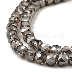 電気メッキ透明ガラスビーズ連売り  多面カット  キューブ  グレー  6x6x6mm  穴：1mm  約67~68個/連  15.5~16インチ（39.4~40.6cm）&nbsp;GLAA-C029-03B-05