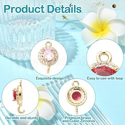 10Pcs Light Gold Plated Brass Pave Cubic Zirconia Connector Charms&nbsp;KK-CJ0002-26