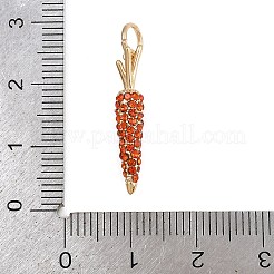真鍮製ラインストーンペンダント  食べ物のテーマ  ゴールドカラー  丸カン付き  ニンジン  23.5x4.5mm  穴：4.5mm&nbsp;LS-KK-B145-02G-04
