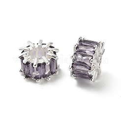 Brass Micro Pave Cubic Zirconia European Beads&nbsp;KK-B142-13C-02S
