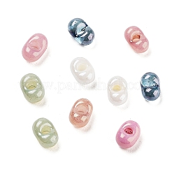 ガラスビーズ  オーバル  DIYブレスレットアクセサリー  パールピンク  4x3x2mm  穴：0.8mm&nbsp;GLAA-U003-01B