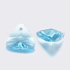 カット加工ガラスラインストーンチャーム  模造オーストリアのクリスタル  三角形  アクアマリン  7.5x8x4mm  穴：1.2mm&nbsp;RGLA-F050-A-202