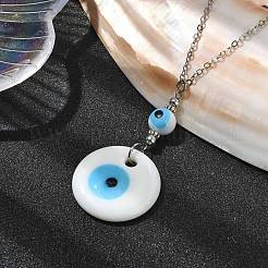 Lampwork Evil Eye Pendant Necklace&nbsp;NJEW-JN04614-02
