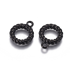 304ステンレス鋼トグル留め金イオンプレーティング（IP）部品  リング  電気泳動黒  19x15x3mm  穴：2.5mm  内径：9mm&nbsp;STAS-F241-06-B