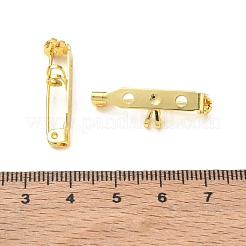 ブローチ作りのためのループ付き真鍮製バーピン  長持ちメッキ  ラックめっき  ゴールドカラー  27x9x6.5mm  穴：2.5mm＆4.5x3.5mm&nbsp;KK-NH0001-22G