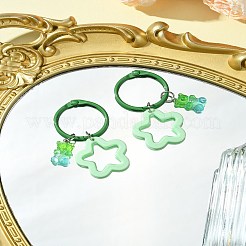 Bear & Star Resin & Acrylic Pendant Keychain&nbsp;HJEW-FZ00035