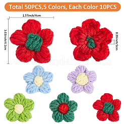 50個 5色コーマ綿装飾アクセサリー  花  ミックスカラー  41x40x10mm  10個/カラー&nbsp;AJEW-CP0009-42