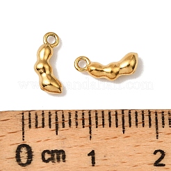 304ステンレススチールチャーム  ゴールドカラー  エンドウ  10x5x2.5mm  穴：1.2mm&nbsp;STAS-Z148-06G-02