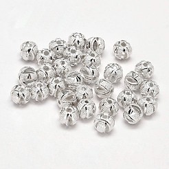 ファンシーカットテクスチャード加工925スターリングシルバーラウンドビーズ  銀  6mm  穴：1.4mm  約77個/20g&nbsp;STER-F012-06A