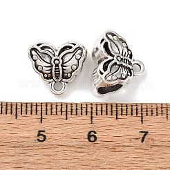チベット風合金ペンダントベイル  蝶  アンティークシルバー  11x12x7.5mm  穴：1.6mm&nbsp;FIND-G098-08AS