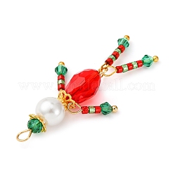 2Pcs Christmas Glass Seed Beaded Human Pendants&nbsp;PALLOY-MZ00783