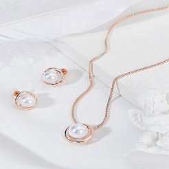 1 Set Alloy & Round Imitation Pearl Pendant Necklaces & Stud Earrings Sets&nbsp;SJEW-LP0001-57RG