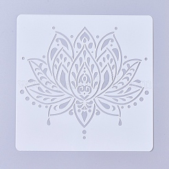 プラスチック塗装ステンシル  図面テンプレート  DIYスクラップブッキング用  ハスの花  ホワイト  15.2x15.2x0.02cm&nbsp;DIY-WH0156-75