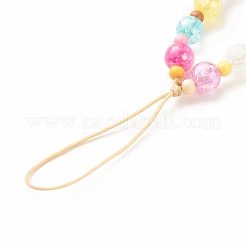 Word love アクリル携帯ストラップ  アクリルと真鍮のビーズとナイロン糸で  ミックスカラー  25cm&nbsp;HJEW-JM00643
