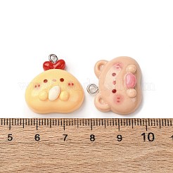 動物の不透明樹脂ペンダント  プラチナ鉄ループ付き  混合図形  ミックスカラー  20~23x21~22x9~10mm  穴：2mm&nbsp;RESI-Z043-05P