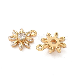 真鍮マイクロパヴェクリアキュービックジルコニアペンダント  花  ニッケルフリー  18KGP本金メッキ  15x12x4.5mm  穴：1.4mm&nbsp;KK-B160-21G