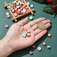 50個10スタイルのクリスマステーマ手作りポリマークレイビーズ  混合図形  8.5~11x9~11x4~6mm  穴：1.4~1.8mm  5個/スタイル&nbsp;CLAY-YW0002-02