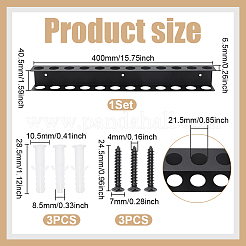 鉄製の壁掛け工具オーガナイザーホルダー  長方形  ブラック  40x4.05x0.65cm&nbsp;ODIS-WH0043-204