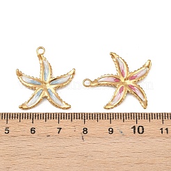 304ステンレススチールエナメルペンダントイオンプレーティング（IP）  花  カドミウムフリー＆ニッケルフリー＆鉛フリー  18KGP本金メッキ  ミックスカラー  26x23.5x2mm  穴：2.5mm&nbsp;STAS-P424-09G