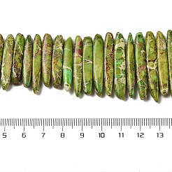 ナチュラルインペリアルジャスパービーズ連売り  染め  弾丸  黄緑  19.5~58x5~6x5~6mm  穴：1.4mm  約86個/連  16.93''（43センチメートル）&nbsp;G-Q171-C01-C01-01