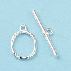 環境に優しい真鍮製トグル留め金  カドミウムフリー＆鉛フリー  長持ちメッキ  オーバル  925銀メッキ  オーバル：14x10x1mm  バー：4x21x2mm  穴：1.2mm&nbsp;KK-D082-16S