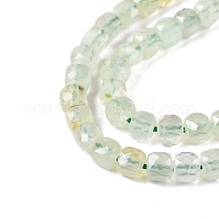 天然石プレナイトビーズ連売り  グレードAA  多面カット  キューブ  4~5x4~5x4~5mm  穴：0.8mm  約92~105個/連  14.96~15.35インチ（38~39cm）&nbsp;G-N342-125