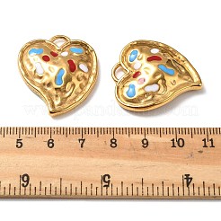 304ステンレススチールエナメルペンダント  ハートチャーム  ゴールドカラー  31x27x5.5mm  穴：4x4.5mm&nbsp;STAS-D373-04G