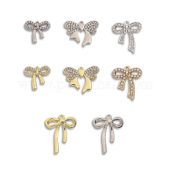 32pcs8スタイルアロイラインストーンペンダント  bownot  ミックスカラー  16~26x17~23x2.5~4mm  穴：1~1.8mm  4個/スタイル&nbsp;FIND-SC0016-48