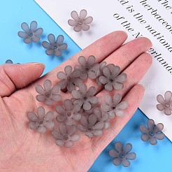 透明なアクリルビーズ  艶消し  花  濃いグレー  20.5x18.5x6.5mm  穴：2mm  約342個/200g&nbsp;X1-MACR-S373-107-D02