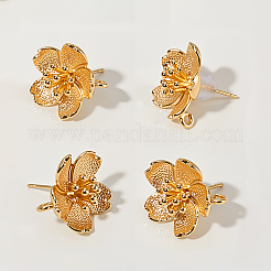 4 Pair Brass Stud Earring Findings&nbsp;KK-BBC0020-02