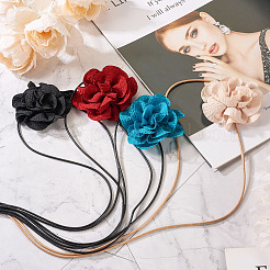 4Pcs 4 Colors Cloth Flower Collar Choker Necklace for Women Bride Wedding Party&nbsp;AJEW-TA0001-26