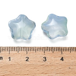 透明ガラスビーズ  スター  ターコイズ  15~17x16~17.5x8mm  穴：1.2mm  400個/ 1000g&nbsp;GLAA-B029-01I