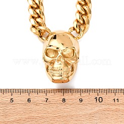 304 Stainless Steel Skull Pendant Cuban Link Chain Necklaces&nbsp;NJEW-C099-06G