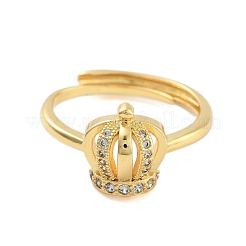 Crown Clear Cubic Zirconia Adjustable Rings&nbsp;RJEW-L120-017G-03