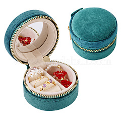 Portable Travel Round Velvet Jewelry Set Storage Zipper Boxes&nbsp;CON-TAC0001-11A