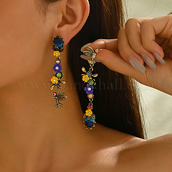 Alloy & Resin & Rhinestone Bird with Flower Stud Dangle Earrings for Women&nbsp;WG2278B-01