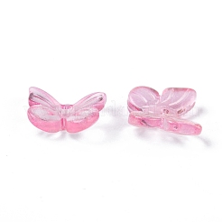 クリアガラスチャーム  混合スタイル  蝶  ミックスカラー  9.5x11x3mm  穴：0.8mm&nbsp;X-GLAA-T016-23