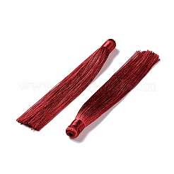 ナイロンタッセルビッグサイズパーツ  暗赤色  120x10mm  穴：5mm&nbsp;HJEW-G010-B02