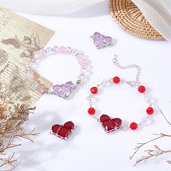 4Pcs 2 Colors Brass Pave Cubic Zirconia Connector Charms&nbsp;KK-BBC0018-42P