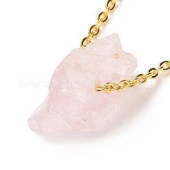 Natural Rose Quartz Irregular Nugget Pendant Necklace&nbsp;G-E155-03G-02