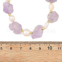 Raw Natural Amethyst Nuggets & Potato Natural Pearl Beaded Necklaces for Women&nbsp;NJEW-JN06480