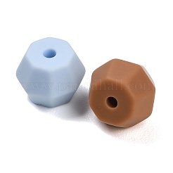 食品グレードの環境に優しいシリコーンビーズ  ポリゴン  多面カット  ミックスカラー  15x11.5mm  穴：2mm&nbsp;SIL-I022-01