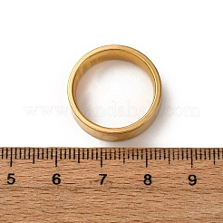 201ステンレススチールワイドバンド指輪  PVD真空メッキ  18KGP本金メッキ  6mm  内径：17.3mm&nbsp;RJEW-K252-02C-G