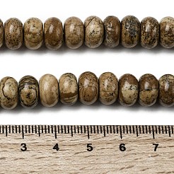 天然石ピクチャージャスパービーズ連売り  ロンデル  10.5x6.5mm  穴：0.8mm  約59個/連  14.69''（37.3センチメートル）&nbsp;G-A280-A03-03