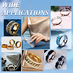 16Pcs 4 Size 201 Stainless Steel Grooved Finger Ring Settings&nbsp;STAS-UN0051-70